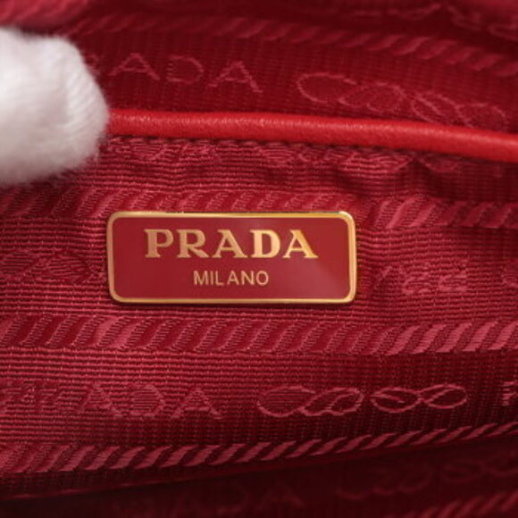 Prada Tessuto nylon ribbon Crossbody Bag red hand tote M - Picture 9 of 12